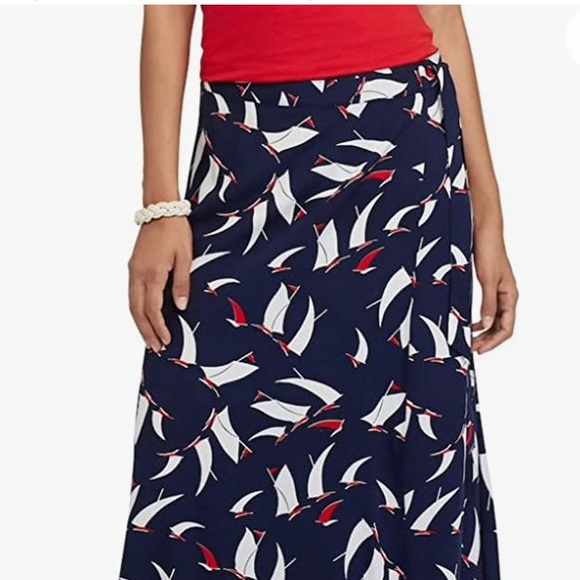 Chaps Sailboat Print Wrap Skirt - Picture 6 of 11